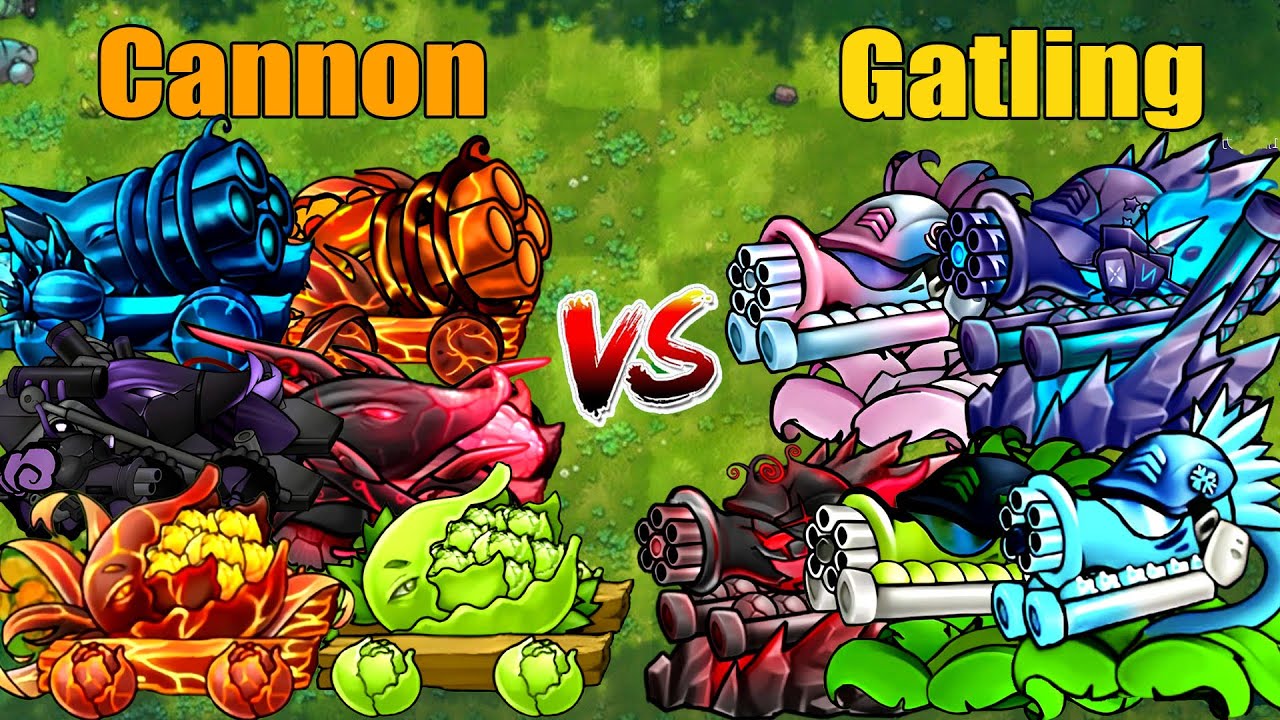 PVZ 1 Fusion 3.2 Challenge!! Team Cannon VS Team Gatling VS 300 Zombie Random - Who Will Win?