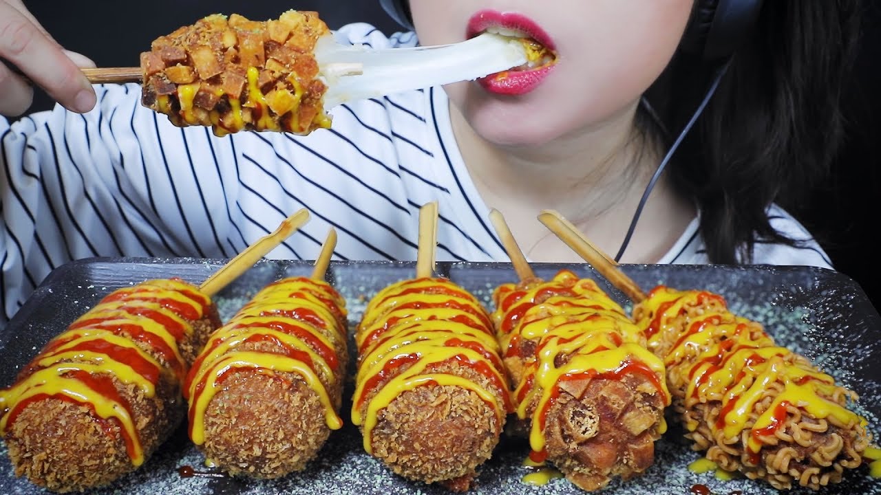 ASMR EATING CORN DOG CRUNCHY SOUNDS | LINH-ASMR 먹방 mukbang