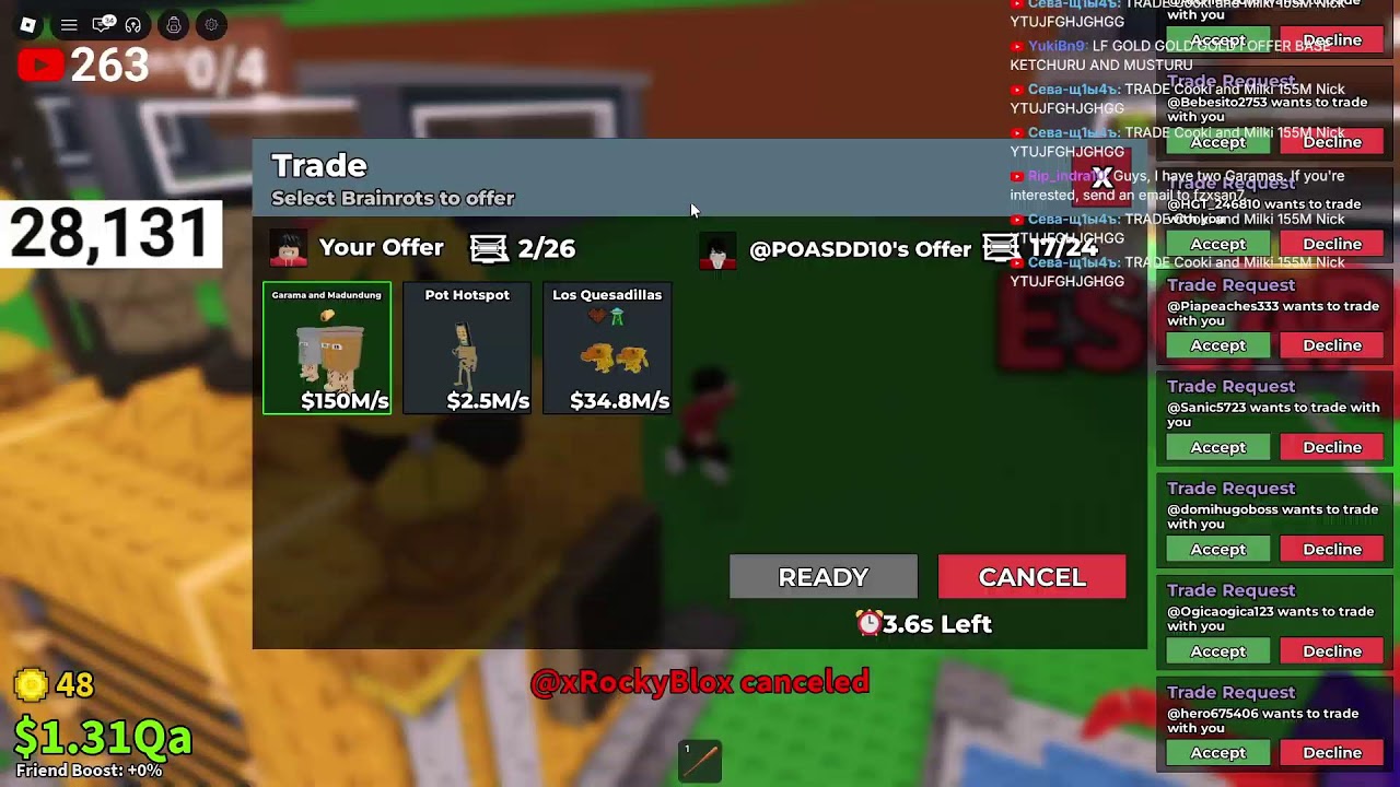 Trading With Viewers in Steal A Brainrot NEW UPDATE LIVE!🍀
