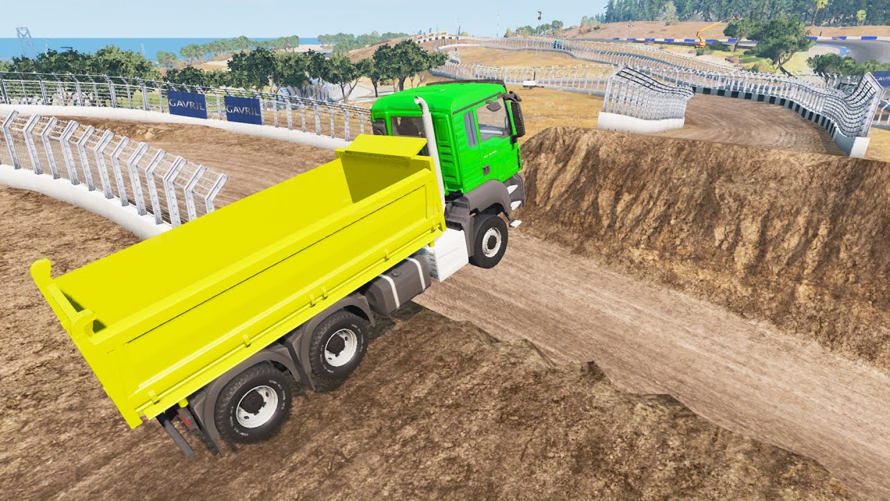 Cement Mixer Truck vs Cargo Truck Racing &ndash; Beamng drive