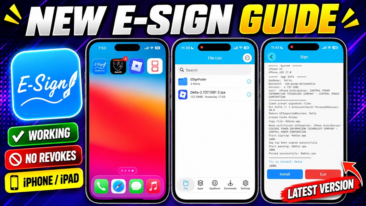 [АБСОЛЮТНО НОВАЯ] Как установить рабочую версию ESign на iPhone и iPad | Установка IPA-файлов на ...