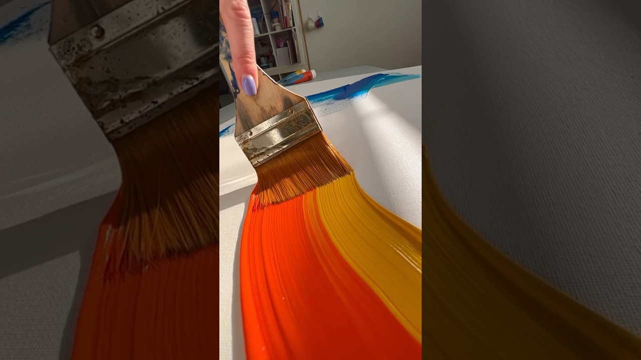 Orange and yellow 🎨#fypp #fypviral #artsy #abstract #acrylic #contemporaryart #nycartist