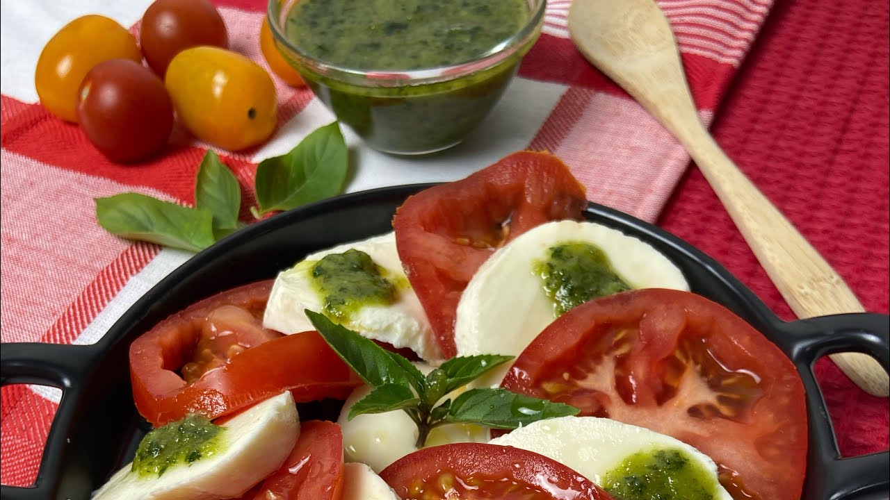 صوص البيستو~~طريقة عمل سلطة كابريزي الإيطالية / Sauce pesto~~Salade caprese recette italienne