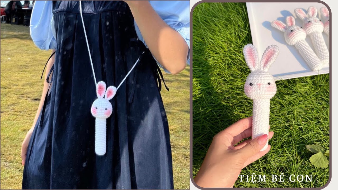 Crochet rabbit shaped lipstick bag | Móc túi đựng son con thỏ siêuuu cute