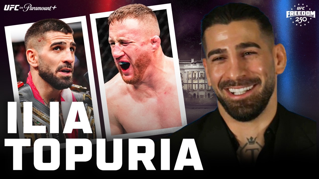 Ilia Topuria reacts to Justin Gaethje's comments ahead of UFC Freedom 250 title fight