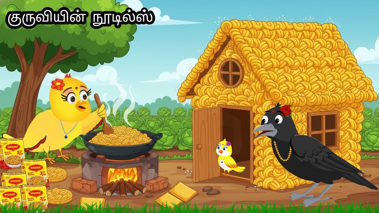 காட்டில் நூடில்ஸ் /MORAL STORY IN TAMIL / VILLAGE BIRDS CARTOON