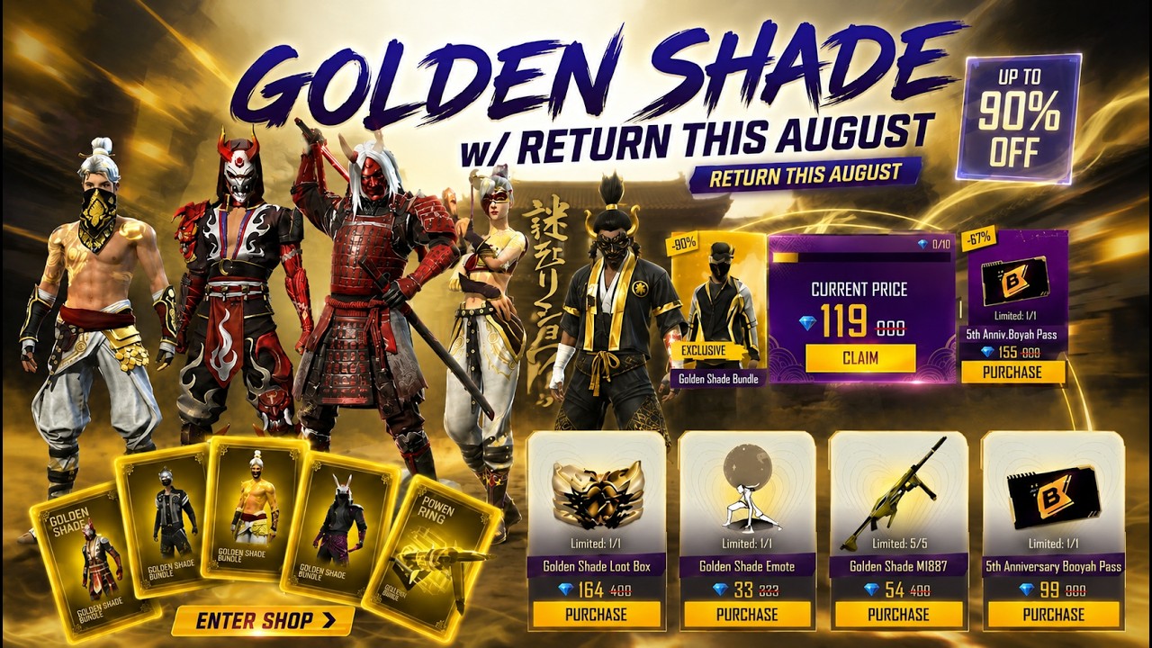🔥 Upcoming GOLDEN SHADE Bundle 😱 + NARUTO EVENT Returns? | Free Fire MAX New Update 2026