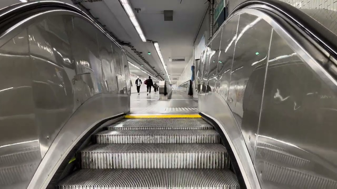 Paris - St Michel - Notre Dame. 9x Escalator ride in metro / RER station.