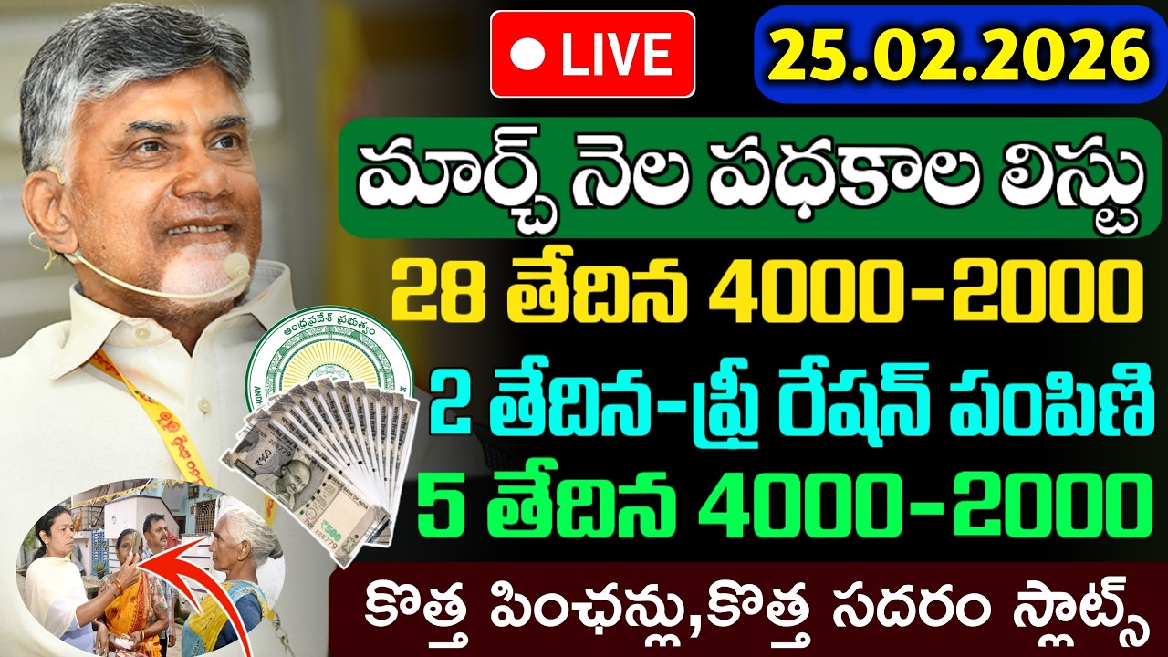 మార్చి నెల పధకాల లిస్టు ఇదే|పించన్లుపంపిణి,రైతులకి పీఎం కిసాన్|ఫ్రీ రేషన్|ఉచిత ఇళ్లు|కొత్త పించన్లు|