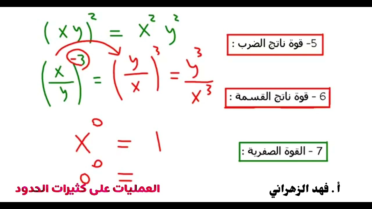 شرح درس العمليات على كثيرات الحدود مثال (١- ٢ )