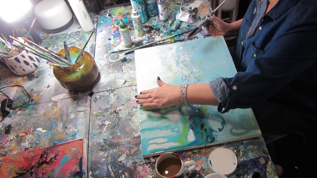 Full Abstract Painting, Painting Real Time, Making of abstract on canvas from beginning to end.