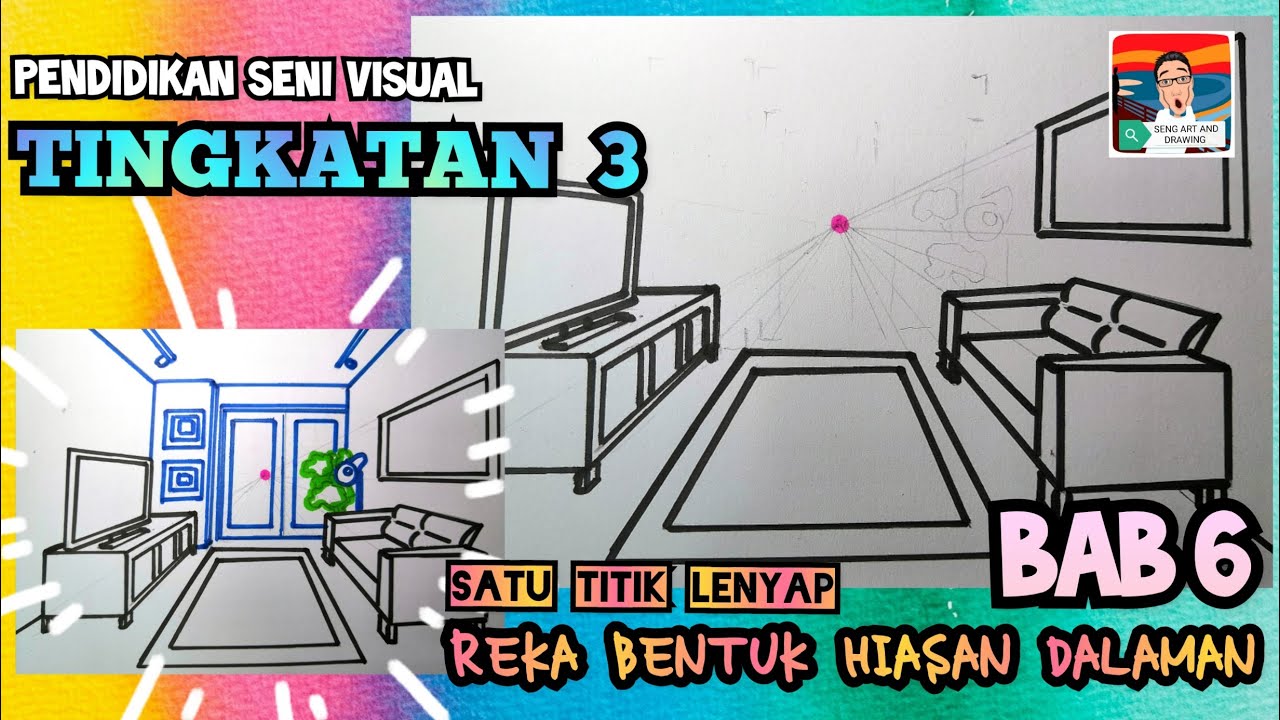 PENDIDIKAN SENI VISUAL TINGKATAN 3 BAB 6 REKA BENTUK HIASAN DALAMAN ( SATU TITIK LENYAP ) M/S 73