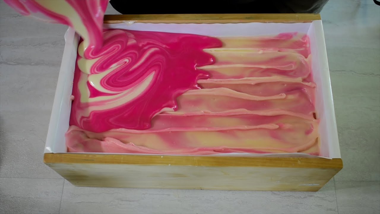 Rice Petals & Shea Butter Cold Process Soap Making | Using an impression mat