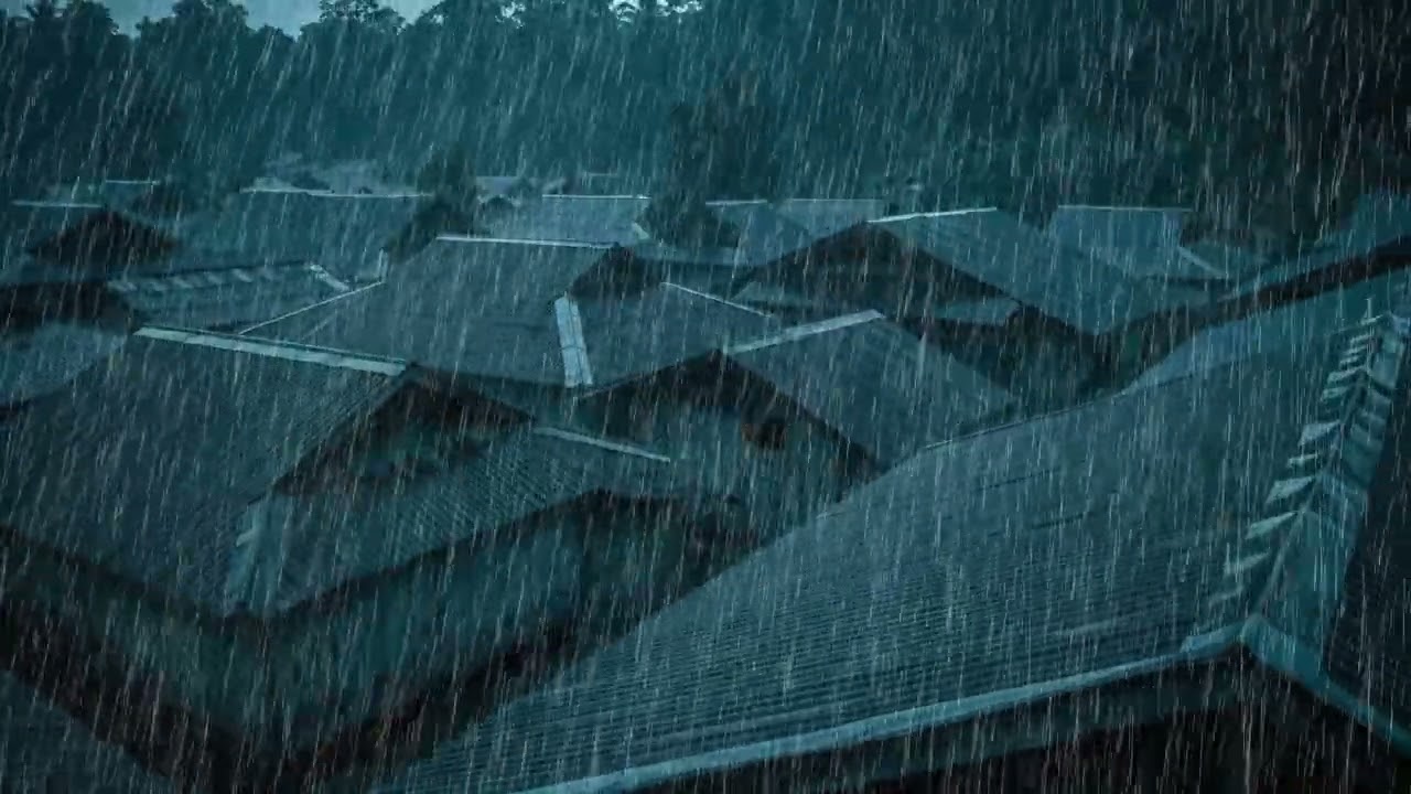 No Ads Rain Sounds for Sleeping – Midnight Heavy Rain on Tin Roof for Nervous System Calm