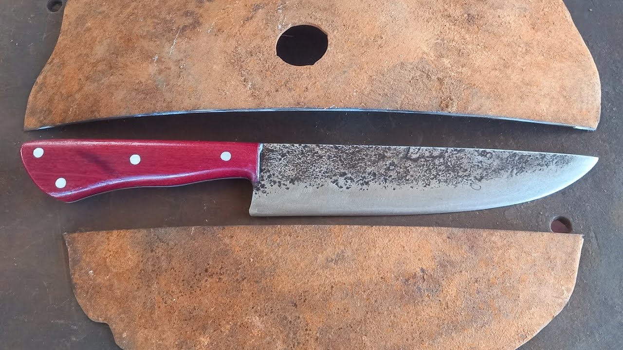 Faca Bruta Artesanal Áço Carbono 2,5 mm  Disco de Arado cabo full Tang cuchillo hecho a mano
