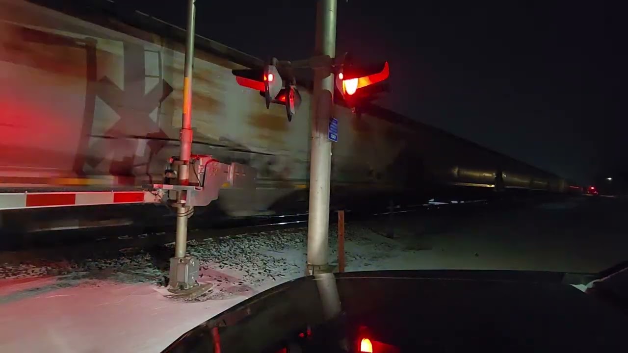 Train 241 Pulling 198 Cars Through Annandale, MN Kicking Up Snow