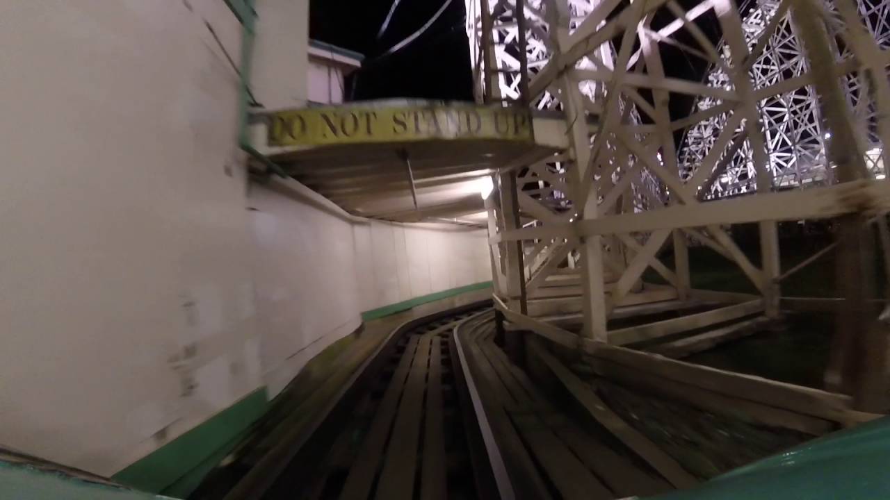 Dragon Coaster Front Row At Night on-ride POV Rye Playland