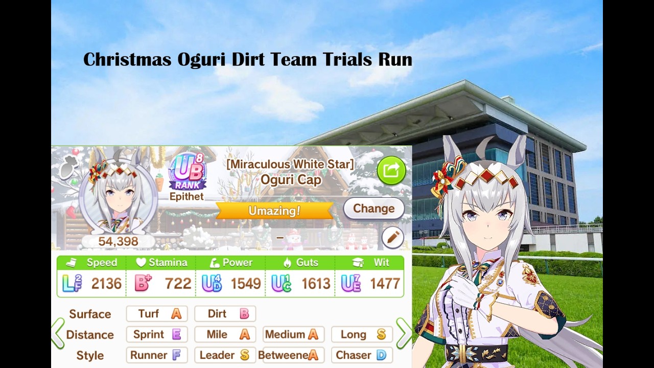 Christmas Oguri cap Dirt Team trails run | Starting a F2P Umamusume JP account in 2026.