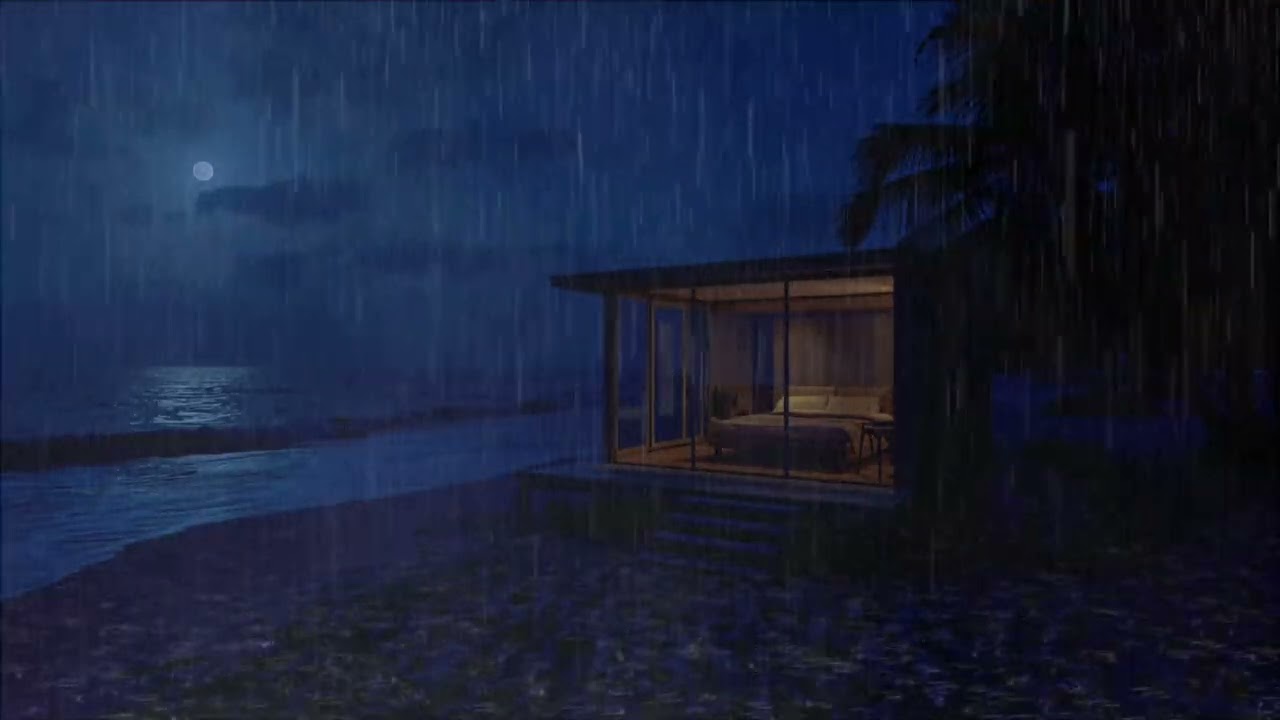 Drift Into Sleep | Heavy Ocean Rain Sounds on a Glass House Night