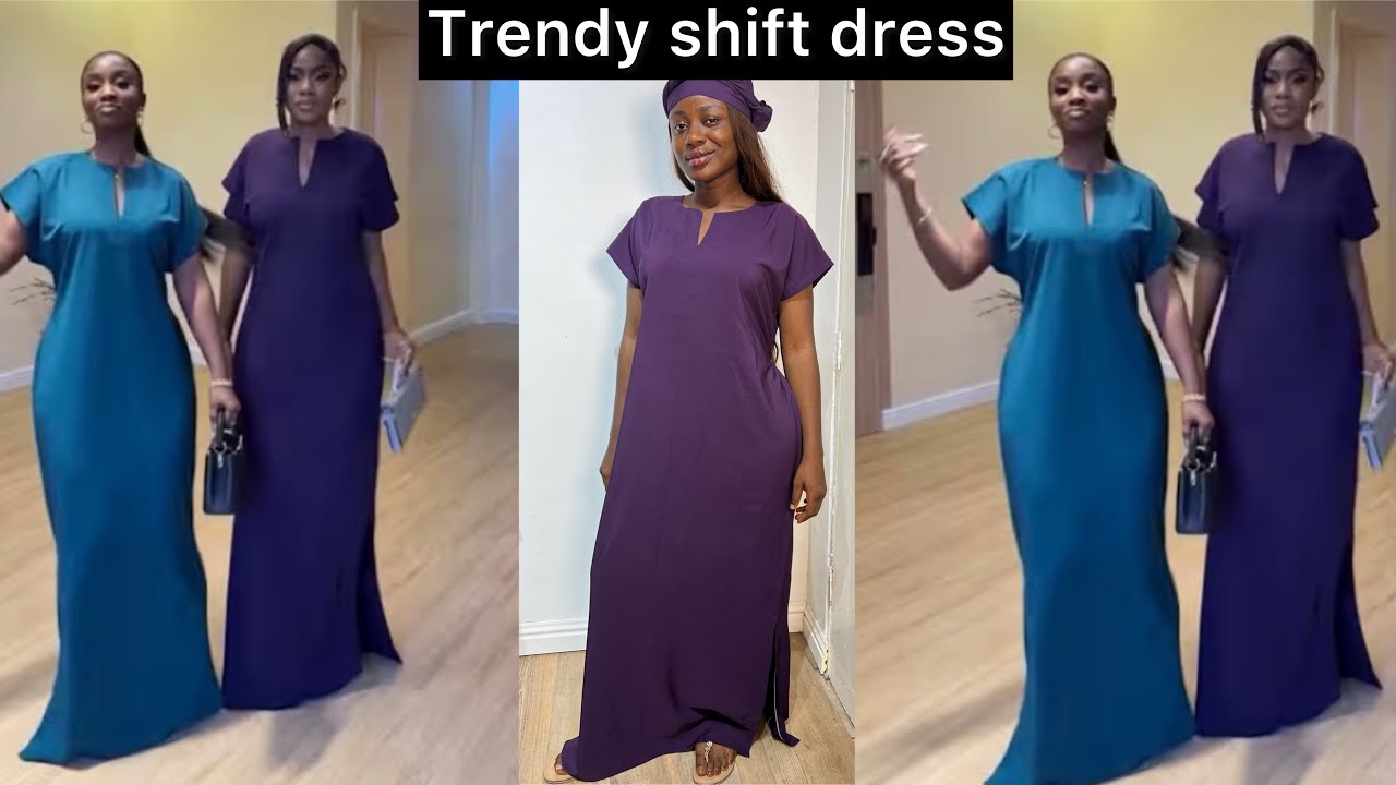 How to cut and sew trendy shift kaftan with elastic at the back waist ( easy and beginner friendly).