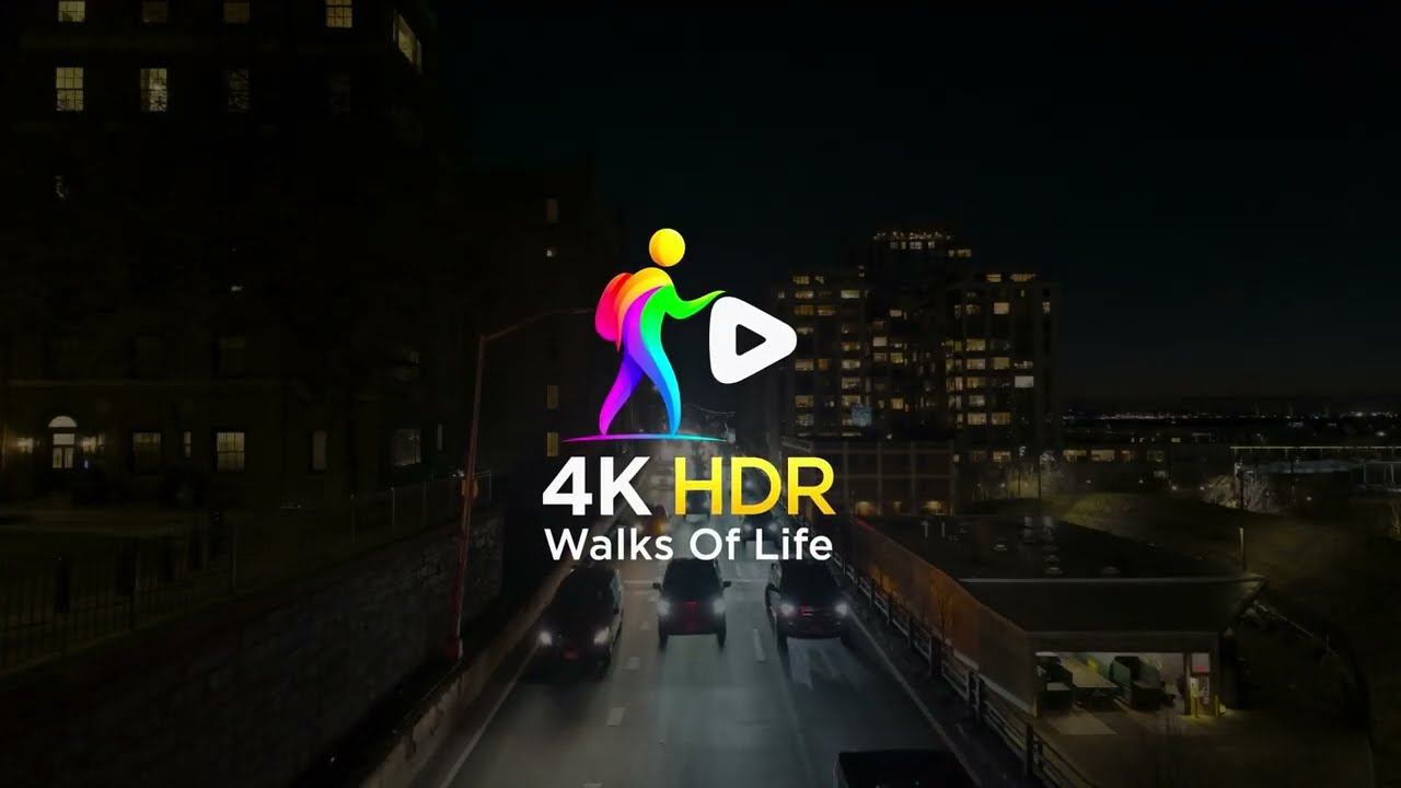 4K HDR - Walks of Life : USA MOTORWAY (Cityscape) (Meditation) (Slow TV)