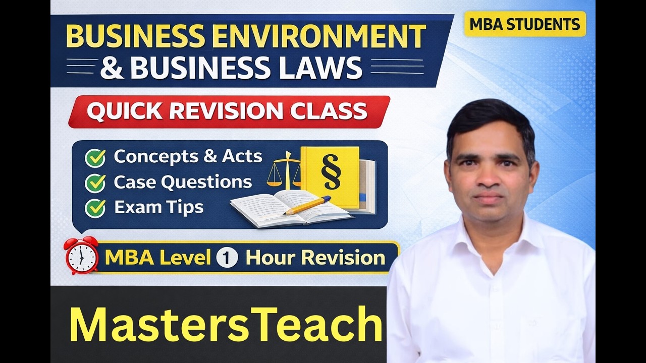 Business Environment & Business Laws Quick Revision | MBA 1 Hour Crash Course 2026