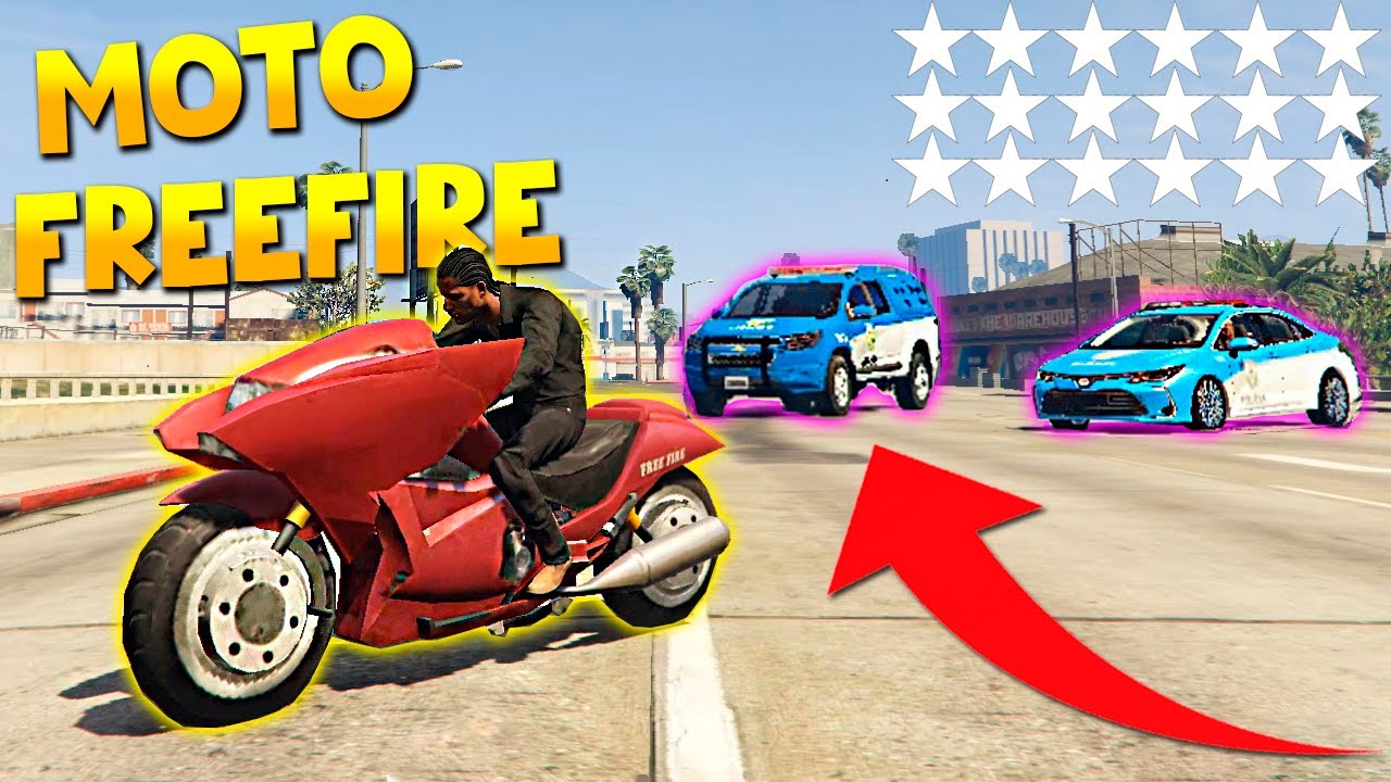 DANDO FUGA da POLICIA com MOTO do FREEFIRE no GTA RP