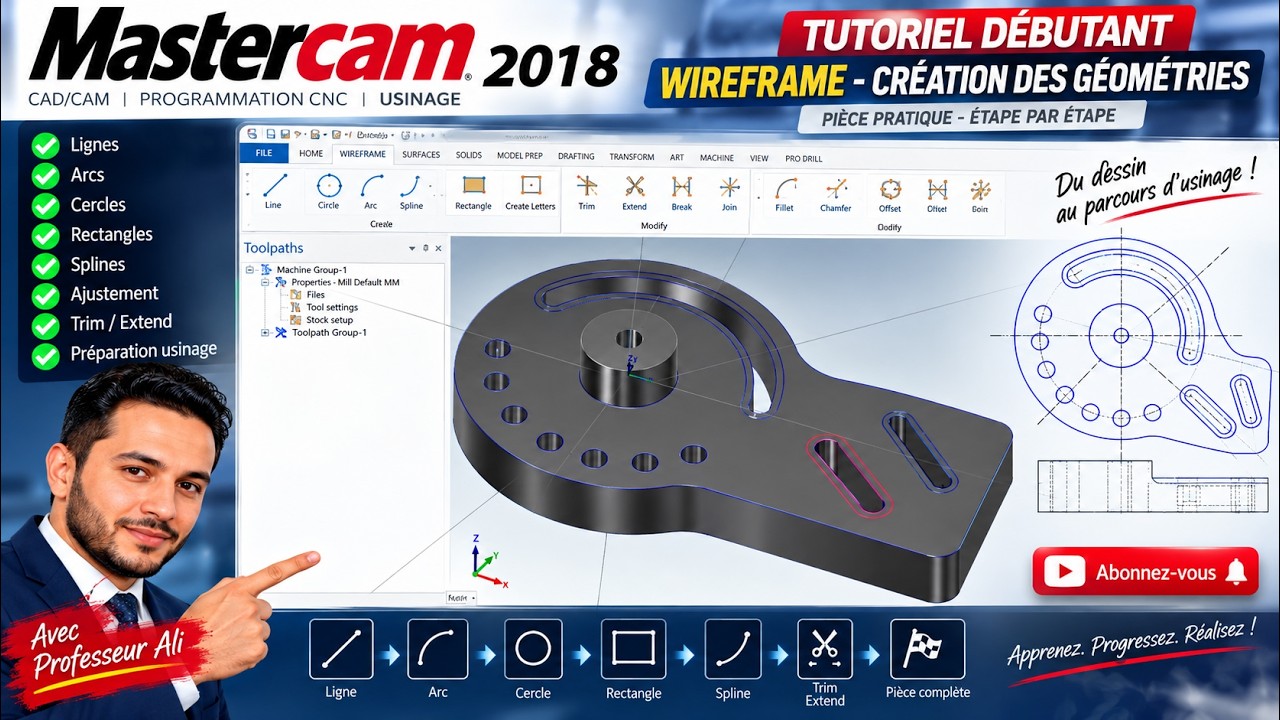 WIRFRAME MASTERCAM 2018 (beginner)