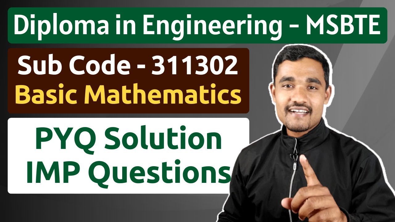 M1 PYQ Solution - 03 | Basic Mathematics - 311302 | MSBTE | Diploma in Engineering