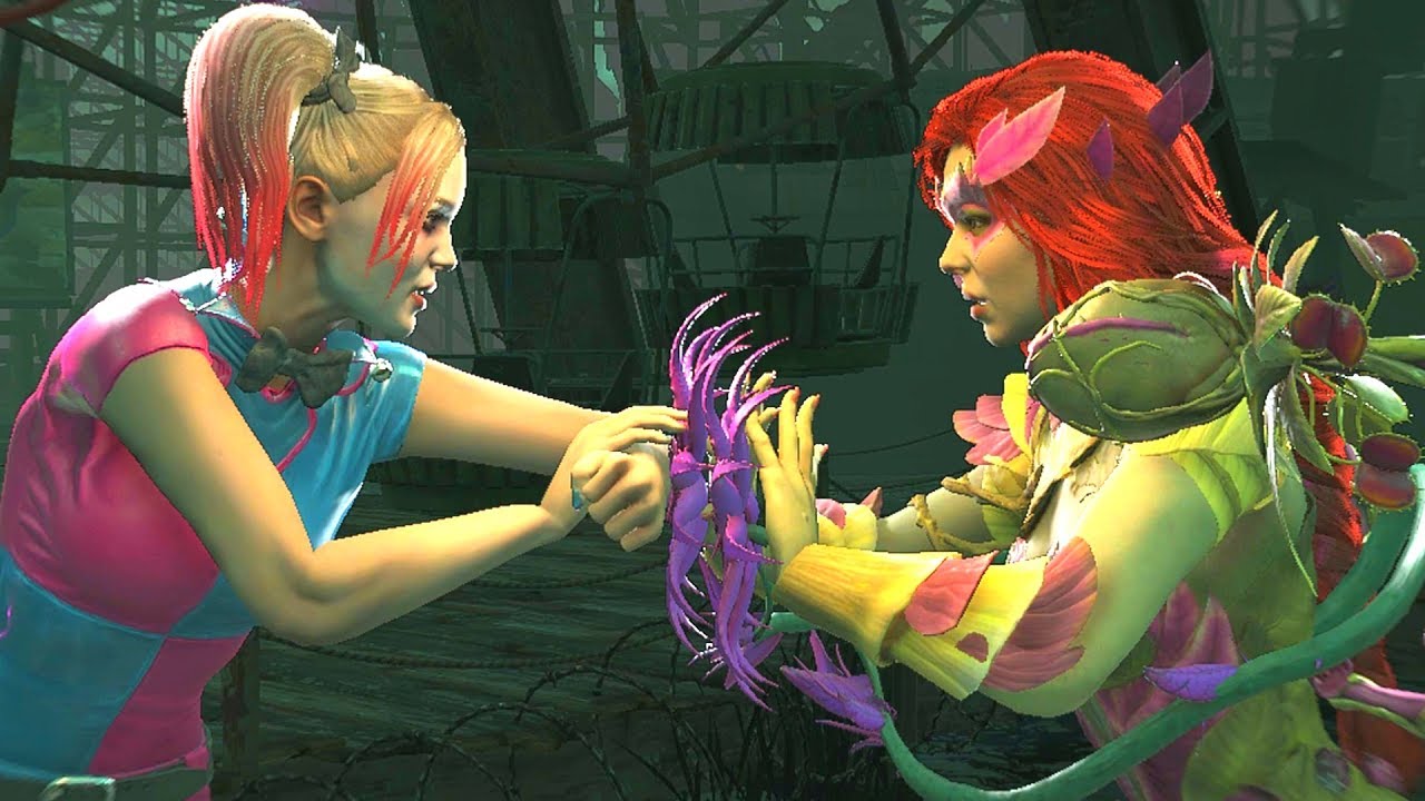 Injustice 2 - Harley Quinn Vs Poison Ivy - All Intro Dialogue/All Clash Quotes, Super Moves