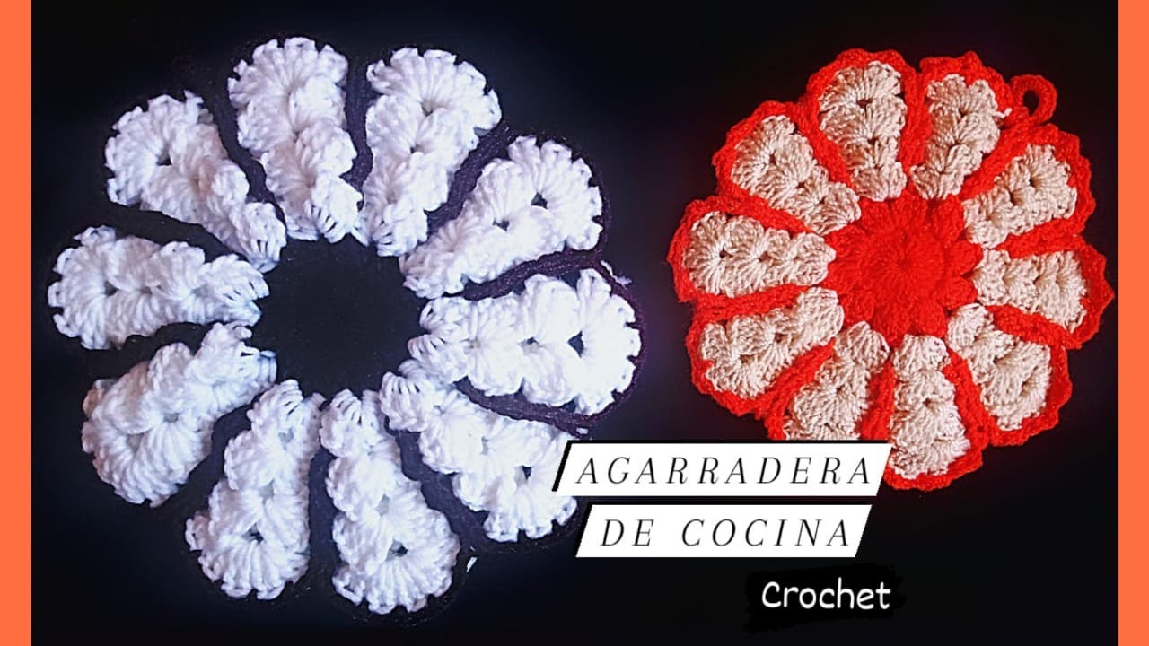 Agarradera de cocina de flor para ollas tejida a crochet, paso a paso | Tejiendo con Margaret