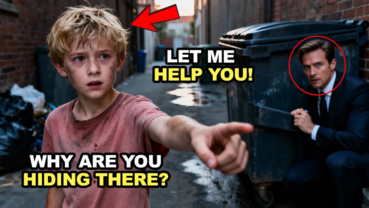 A HOMELESS BOY FORCES A MILLIONAIRE TO HIDE IN THE TRASH TO ESCAPE — THE NEXT DAY SHOCKS ALL