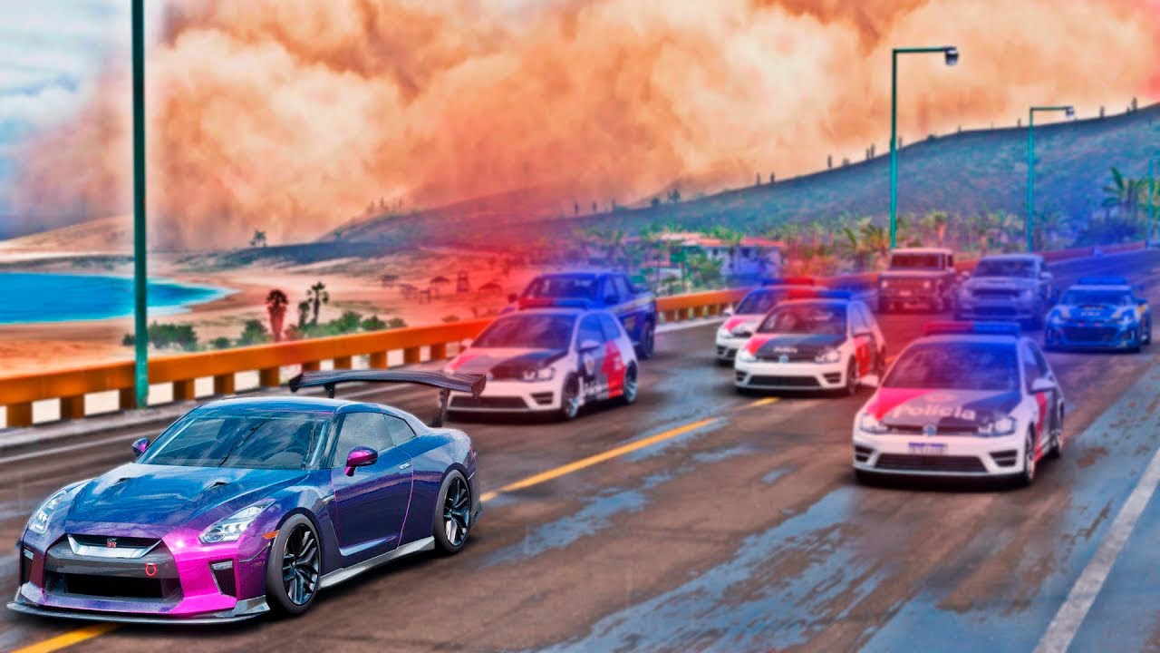 PASSEI na BLITZ e DEI FUGA de NISSAN GT-R na POL&iacute;CIA MILITAR - FORZA HORIZON 5