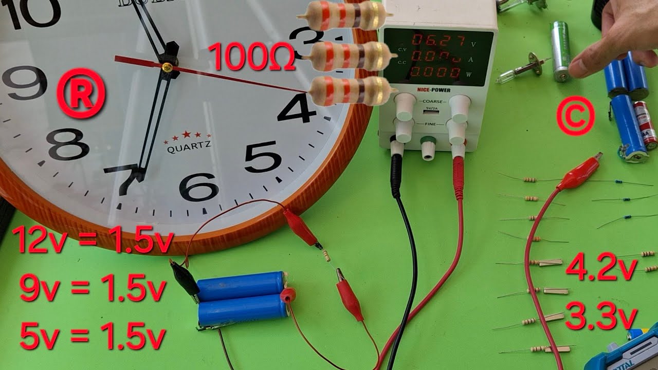 💡 Chỉ Dùng 1 Con Điện Trở Hạ Áp Từ 12v 9v 5v Xuống Còn 1.5v Chạy Đồng Hồ OK