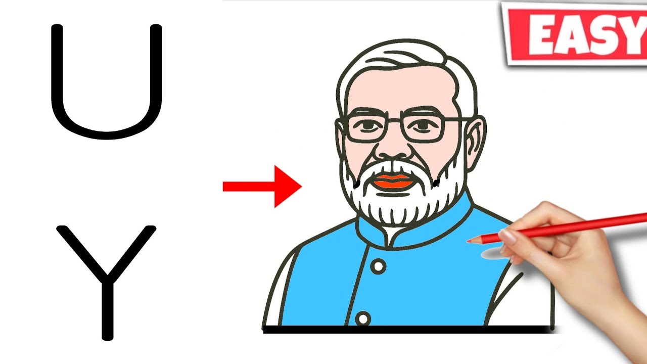Letter turns into Narendra Modi Drawing || Easy Narendra Modi Drawing