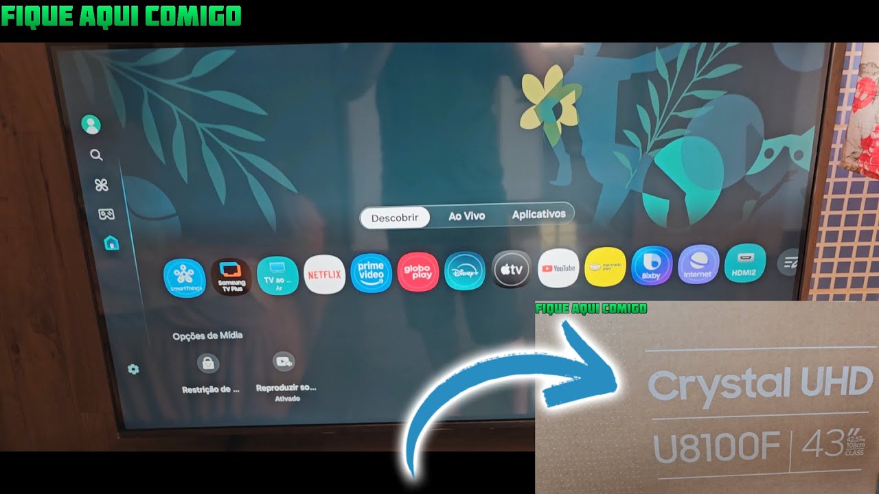 SMART TV SAMSUNG 43 U8100F CRYSTAL UHD 4K 2025 – UNBOXING – INSTALAÇÃO – MOSTRANDO A TV PRIMEIRA VEZ