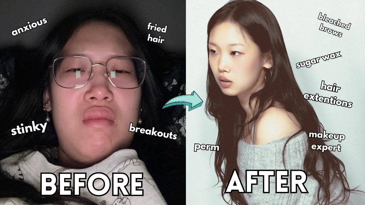 extreme glow up transformation | hair extensions, bleaching brows, sugar waxing, gel nails