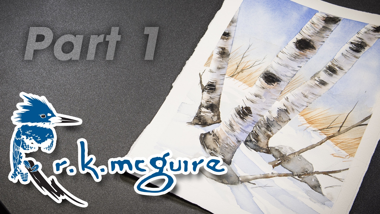 How to Watercolor Paint a Winter Birch Tree Scene | Part 1 | R K McGuire