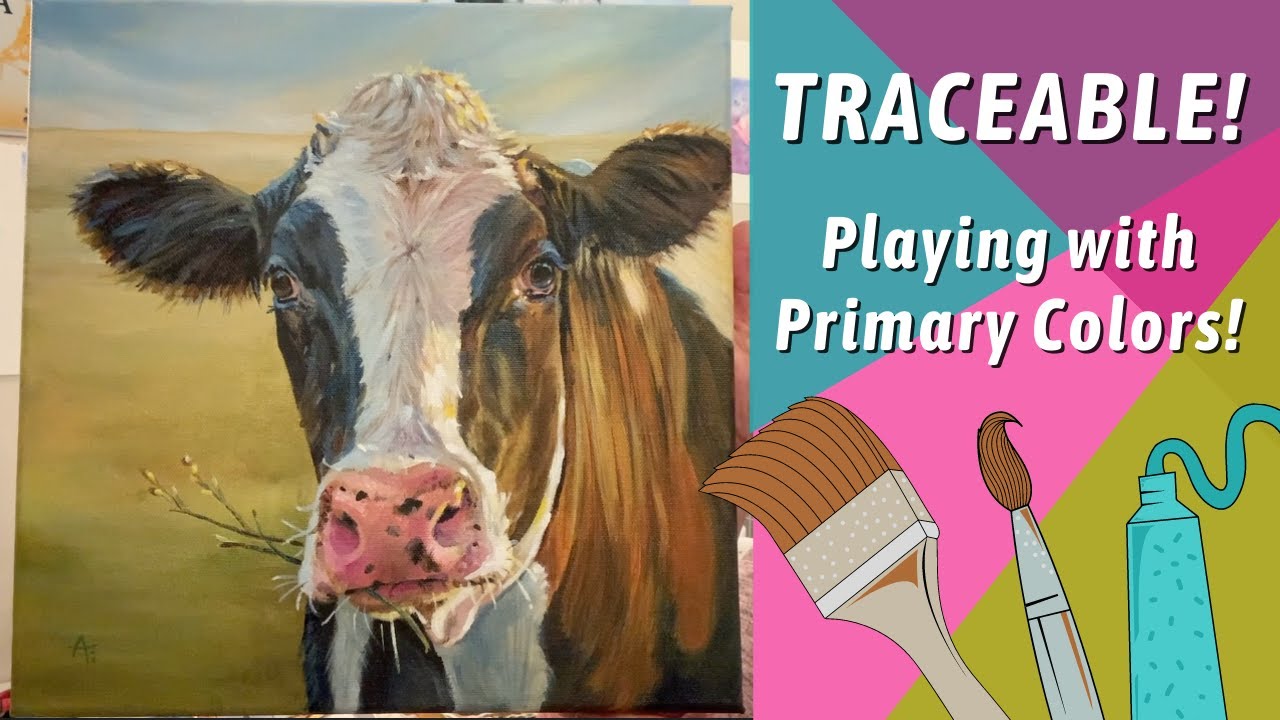 Acrylic Painting COW! Painting Process and Techniques! By: Annie Troe