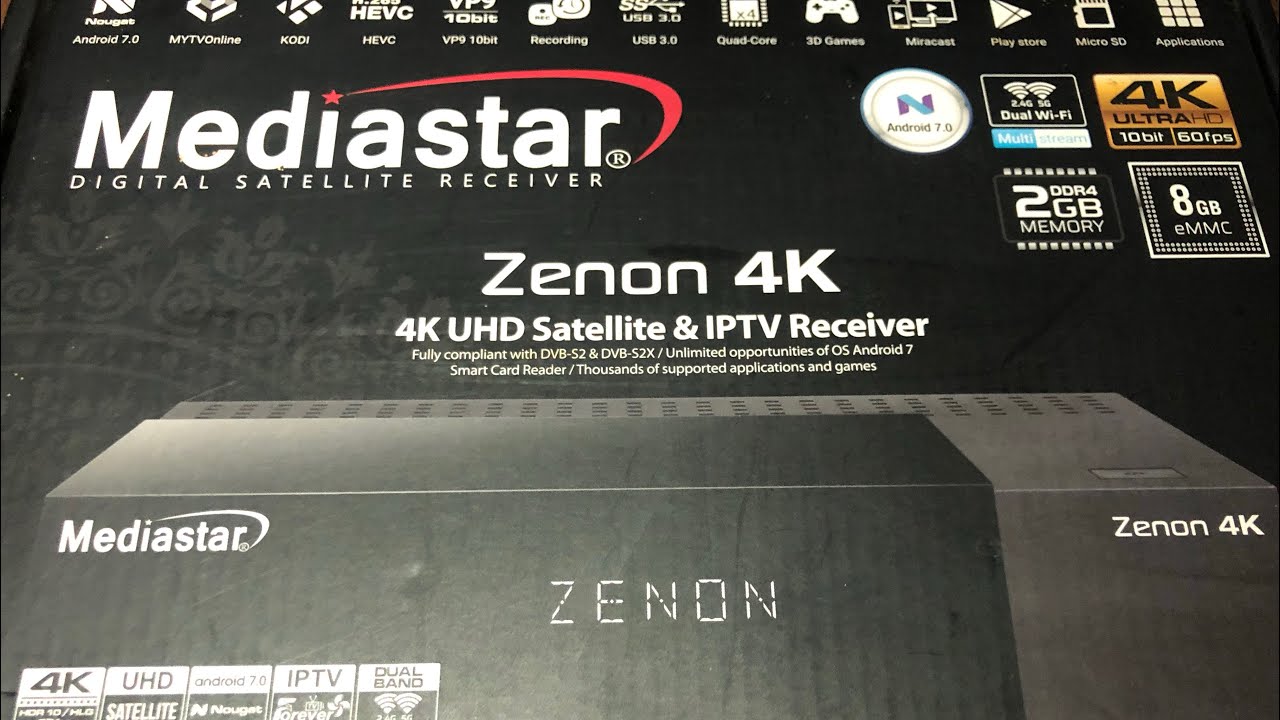 Mediastar ZENON 4K UHD Satellite 4K Android 7.0 Unboxing