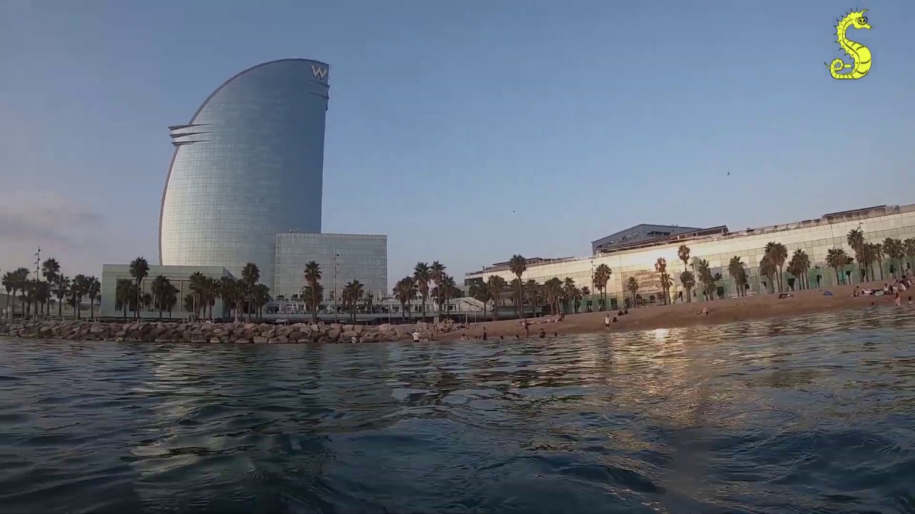 Inmersión en el espigón del Hotel W de Barcelona