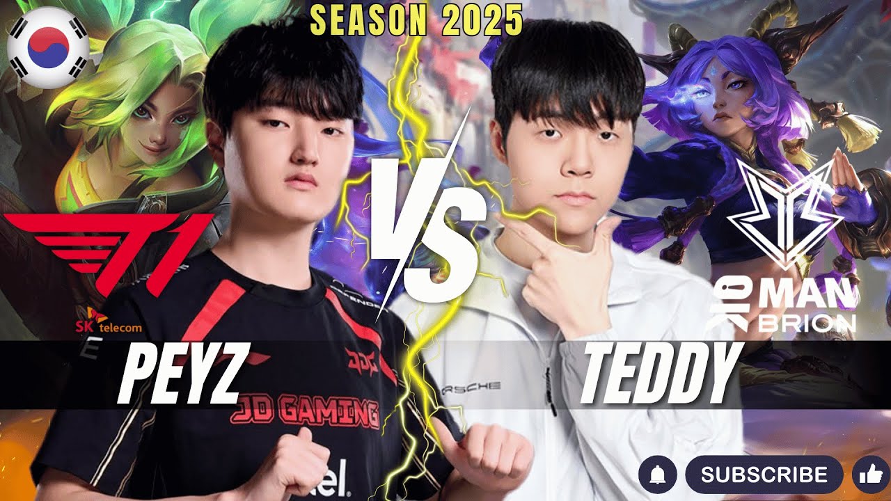 T1 Peyz ZERI vs BRO Teddy YUNARA ADC - Patch 25.24 KR Ranked | lolrec