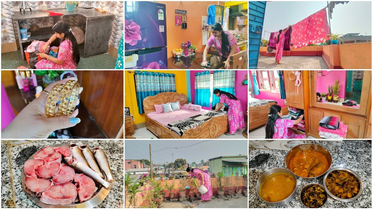 রবিবারের সকালের রুটিন💁‍♀️সকাল থেকে12 টার মধ্যে এক নিঃশ্বাসে সমস্ত কাজ+দু'বেলার রান্না সেরে নিলামvlog