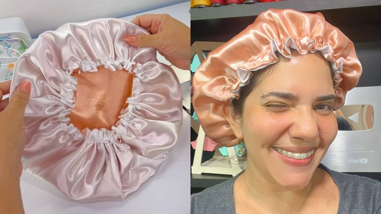 Como fazer TOUCA DE CETIM ANTI FRIZZ Dupla Face - Molde Grátis  - Costura Criativa - por @tucaensina