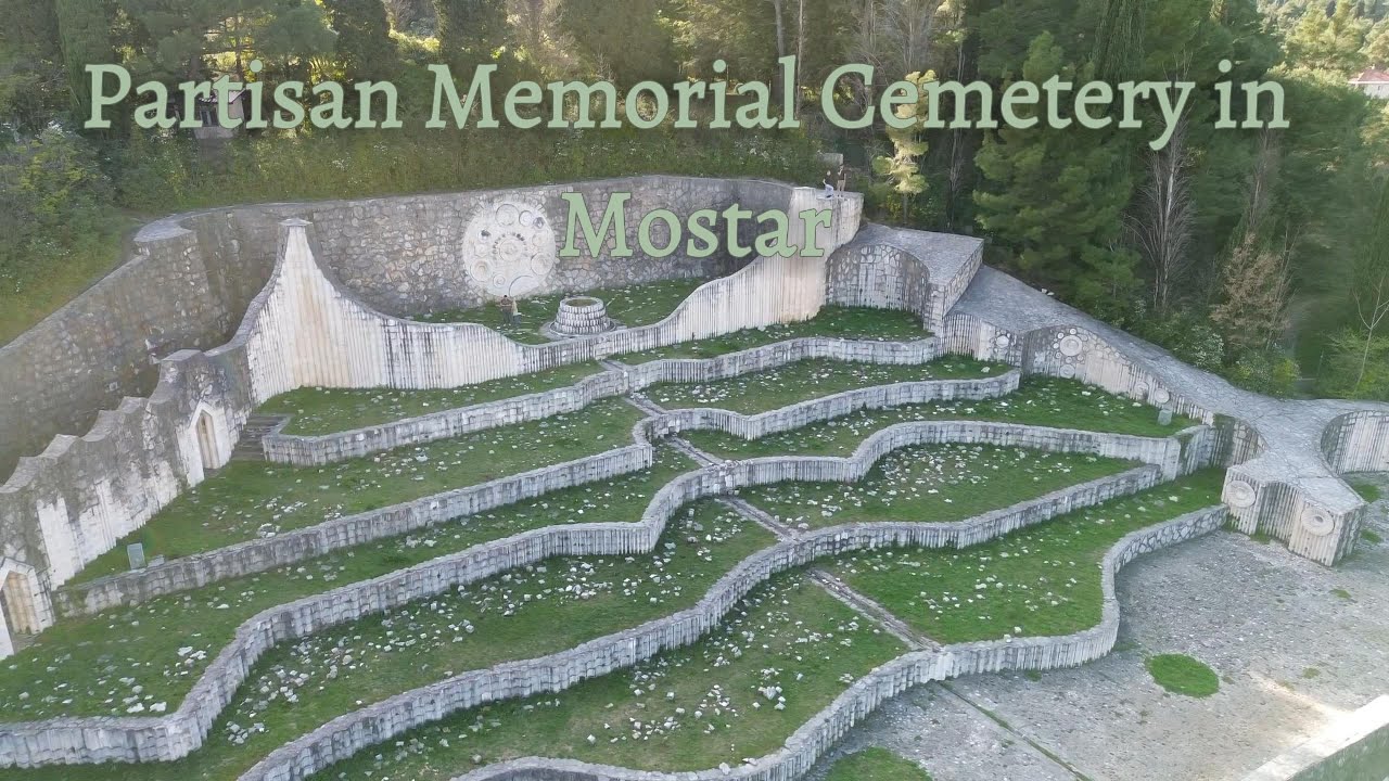 Partisan Memorial Cemetery in Mostar | 4K Drone |  Recently destroyed