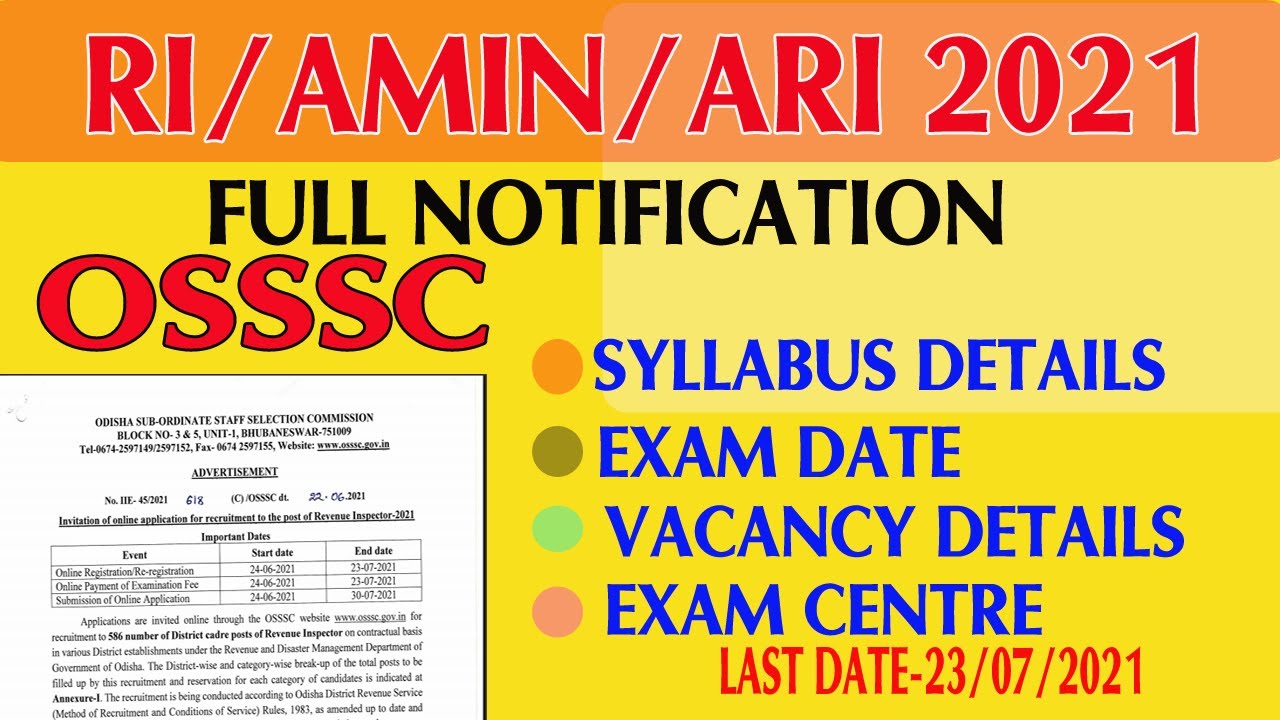 RI/AMIN Apply online| osssc ri apply online 2021| RI/AMIN RECRUITMENT 2021 APPLY ONLINE | By wifione