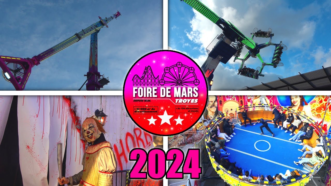 3️⃣ TOUTES LES ATTRACTIONS de la Foire de Mars de Troyes 2024 (filmées au DRONE) - 100% ATTRACTIONS