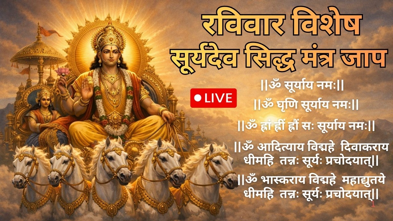 🔴 LIVE रविवार विशेष सूर्यदेव सिद्ध मंत्र जाप | Om Suryaya Namah  | धन, स्वास्थ्य और सफलता के लिए