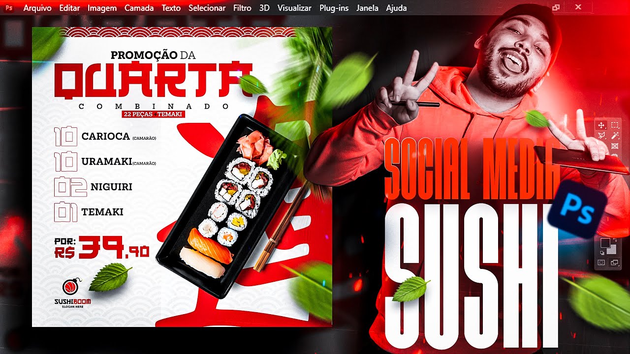 Como fazer Arte para Instagram - Social Media Sushi (Photoshop 2022)