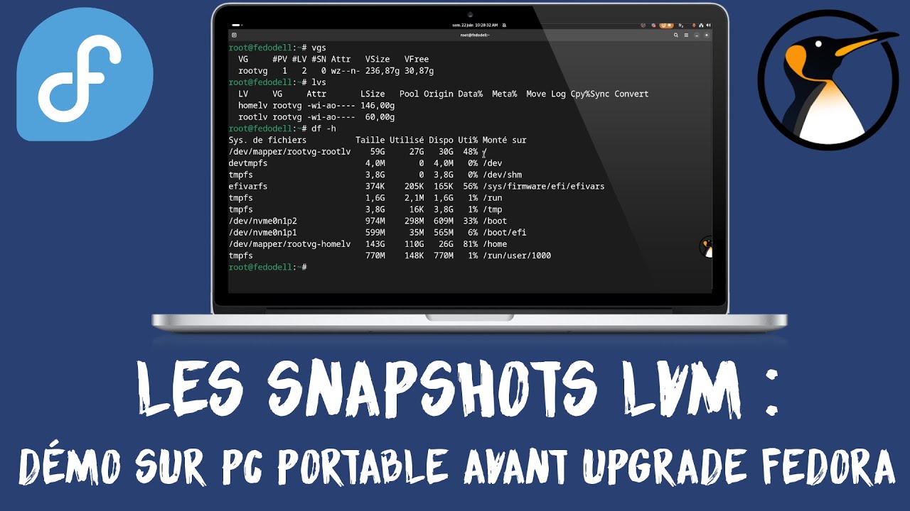 Snapshot LVM du PC Portable avant mise à niveau vers Fedora Linux 40 !